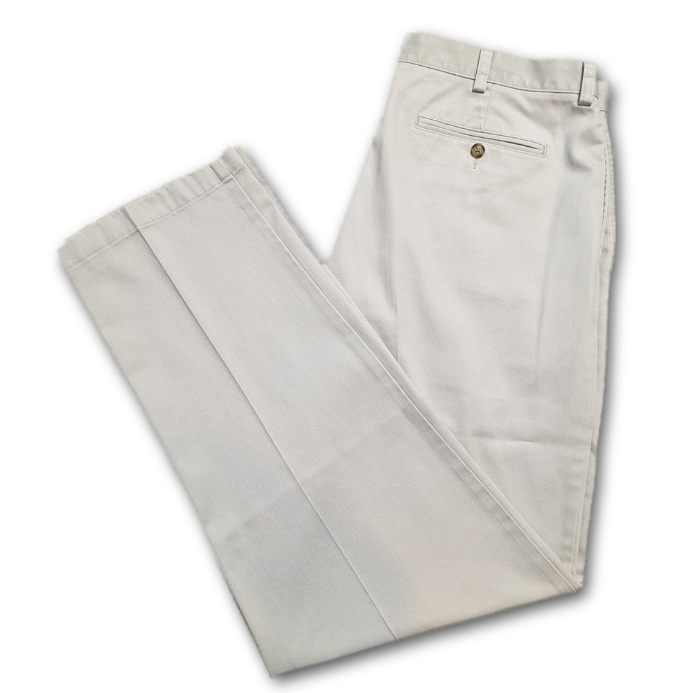 L.L.Bean NATURAL FIT Mens Pants Khaki 37x34 Twill Belt Loops Pockets Size 100%